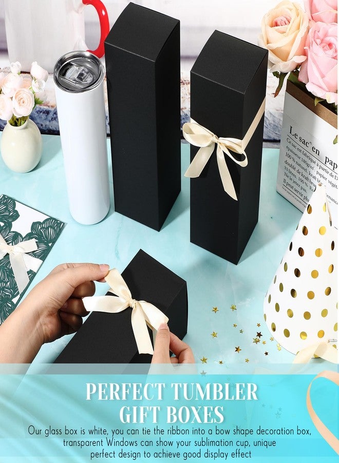 Qilery 12 Sets Gift Boxes with Ribbon for Sublimation Glass Tumbler Gift Boxes for 12oz, 20oz, 30oz Shipping Cup Exhibition Packaging(Black) - Image 5